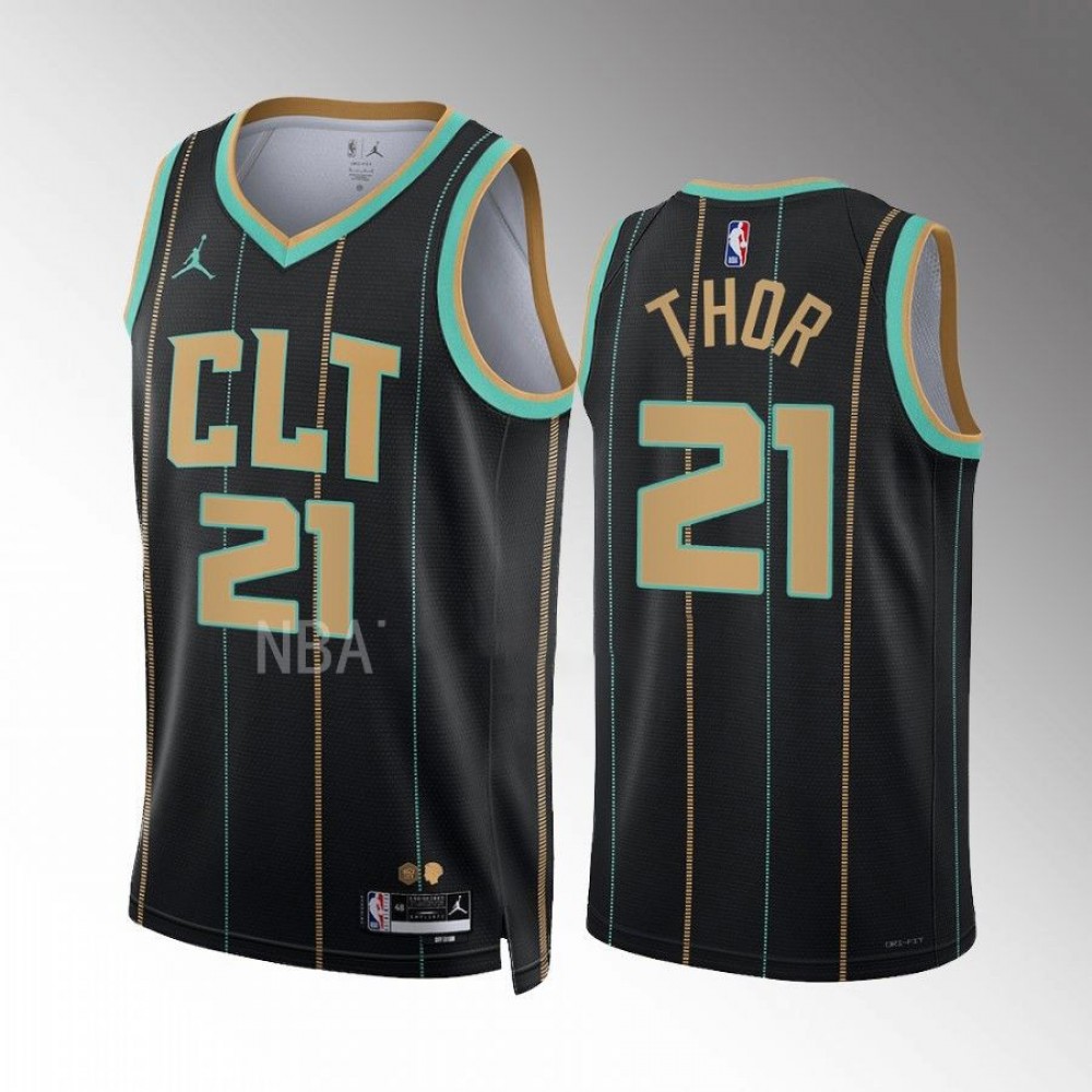 Camiseta JT Thor #21 Charlotte Hornets 2022-23 City Edition Negro Camiseta JT Thor #21 Charlotte Hornets 2022-23 City Edition Negro