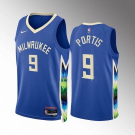 Camiseta Bobby Portis #9 Milwaukee Bucks 2022-23 City Edition Azul