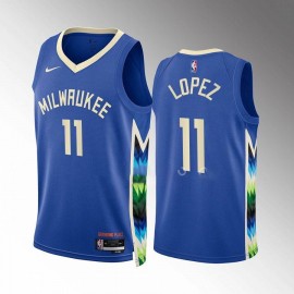 Camiseta Brook Lopez #11 Milwaukee Bucks 2022-23 City Edition Azul