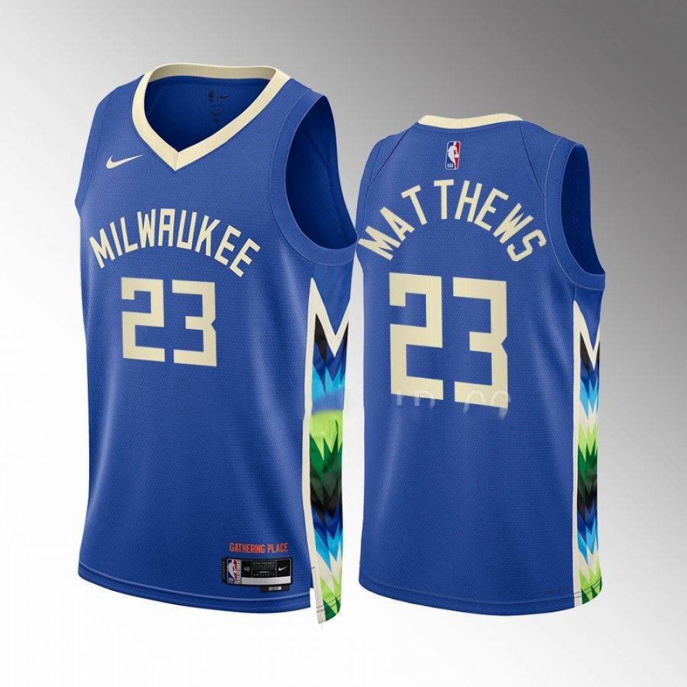 Camiseta Wesley Matthews #23 Milwaukee Bucks 2022-23 City Edition Azul Camiseta Wesley Matthews #23 Milwaukee Bucks 2022-23 City Edition Azul
