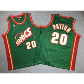 Camiseta Gary Payton #20 Seattle Super Sonics Verde/Rojo Niño