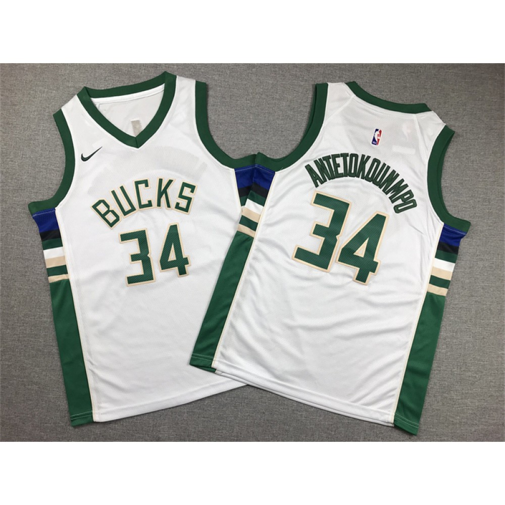 Camiseta Antetokounmpo #34 Milwaukee Bucks Blanco Niño Camiseta Antetokounmpo #34 Milwaukee Bucks Blanco Niño