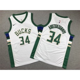Camiseta Antetokounmpo #34 Milwaukee Bucks Blanco Niño