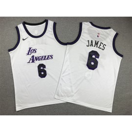 Camiseta LeBron James #6 Los Angeles Lakers Blanco Niño