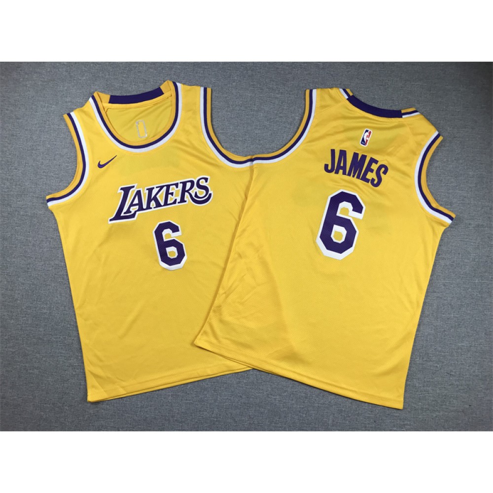 Camiseta LeBron James #6 Los Angeles Lakers Amarillo Niño Camiseta LeBron James #6 Los Angeles Lakers Amarillo Niño