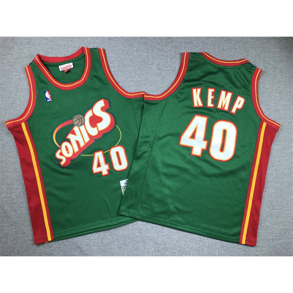 Camiseta Shawn Kemp #40 Seattle Super Sonics Verde/Rojo Niño Camiseta Shawn Kemp #40 Seattle Super Sonics Verde/Rojo Niño
