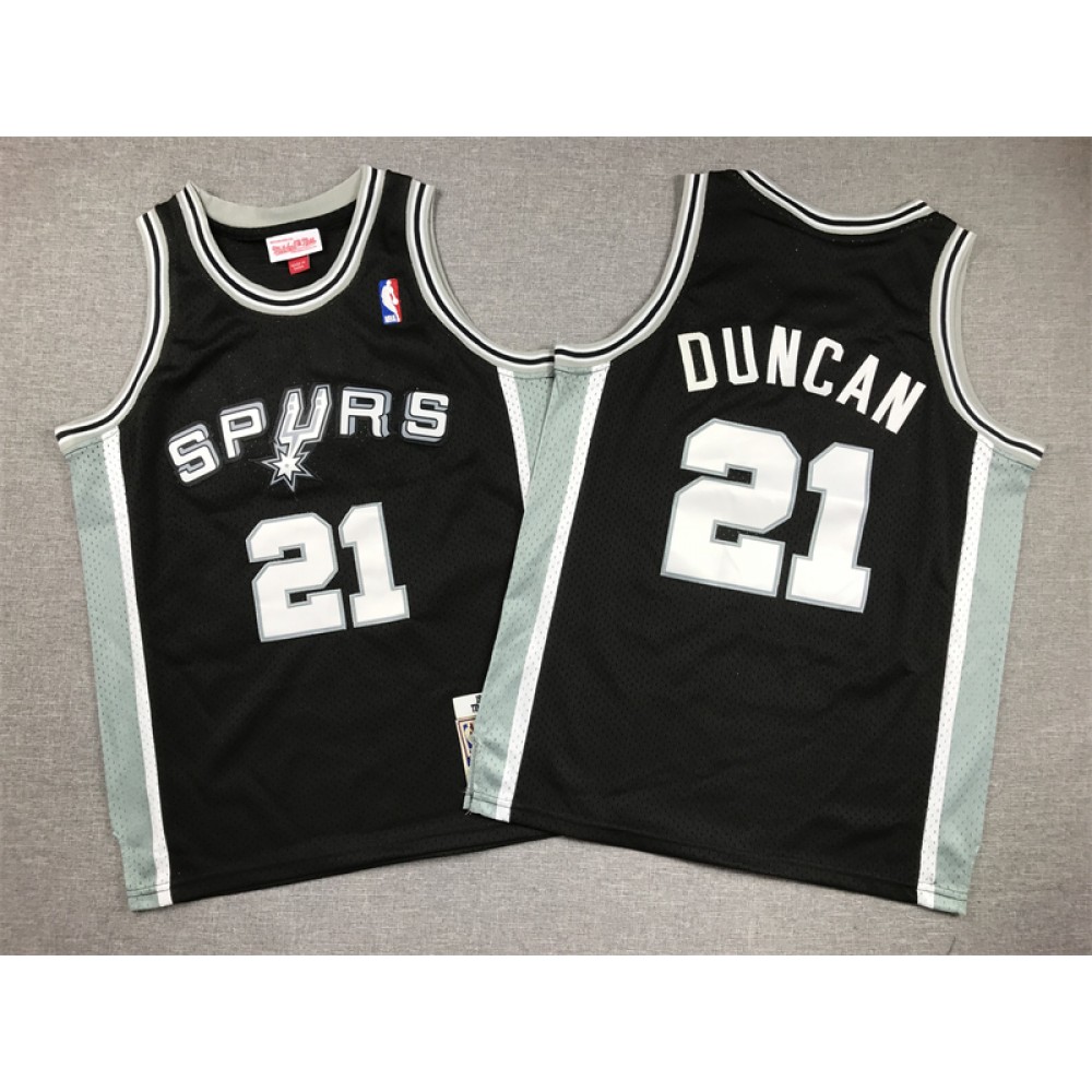 Camiseta Tim Duncan #21 San Antonio Spurs Negro Niño
