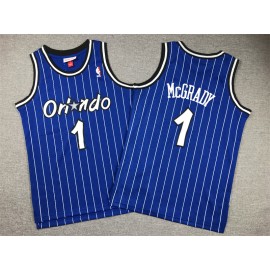 Camiseta Tracy McGrady #1 Toronto Raptors Rayas Blanco/Azul Niño