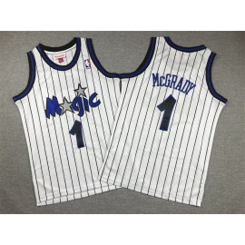 Camiseta Tracy McGrady #1 Toronto Raptors Rayas Blanco/Negro Niño