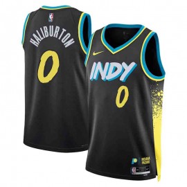 Camiseta Tyrese Haliburton #0 Indiana Pacers 2023 City Edition Negro