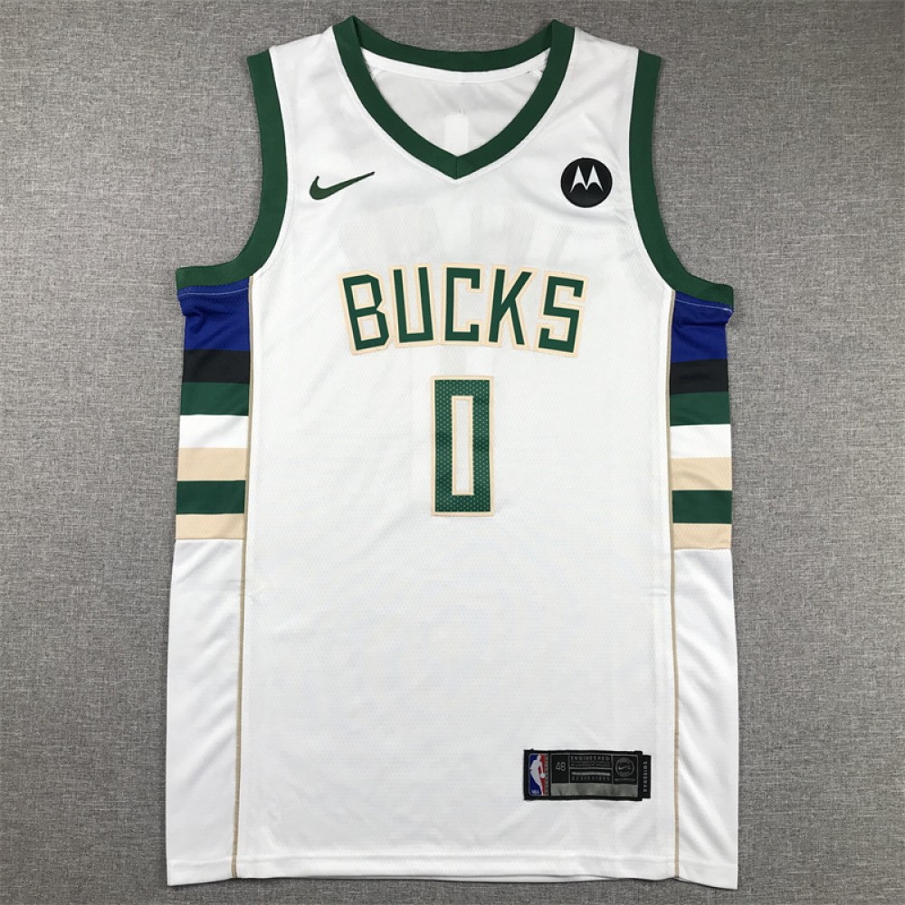 Camiseta Damian Lillard #0 Milwaukee Bucks Blanco Camiseta Damian Lillard #0 Milwaukee Bucks Blanco