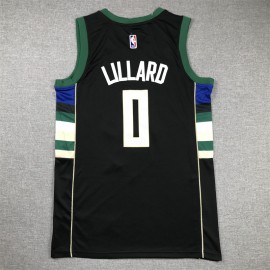 Camiseta Damian Lillard #0 Milwaukee Bucks Negro Camiseta Damian Lillard #0 Milwaukee Bucks Negro