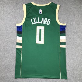 Camiseta Damian Lillard #0 Milwaukee Bucks Verde Camiseta Damian Lillard #0 Milwaukee Bucks Verde