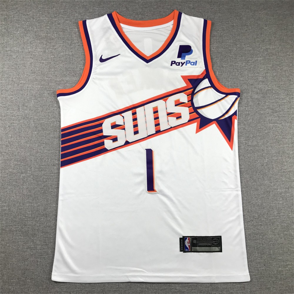 Camiseta Devin Booker #1 Phoenix Suns 2024 Blanco Camiseta Devin Booker #1 Phoenix Suns 2024 Blanco