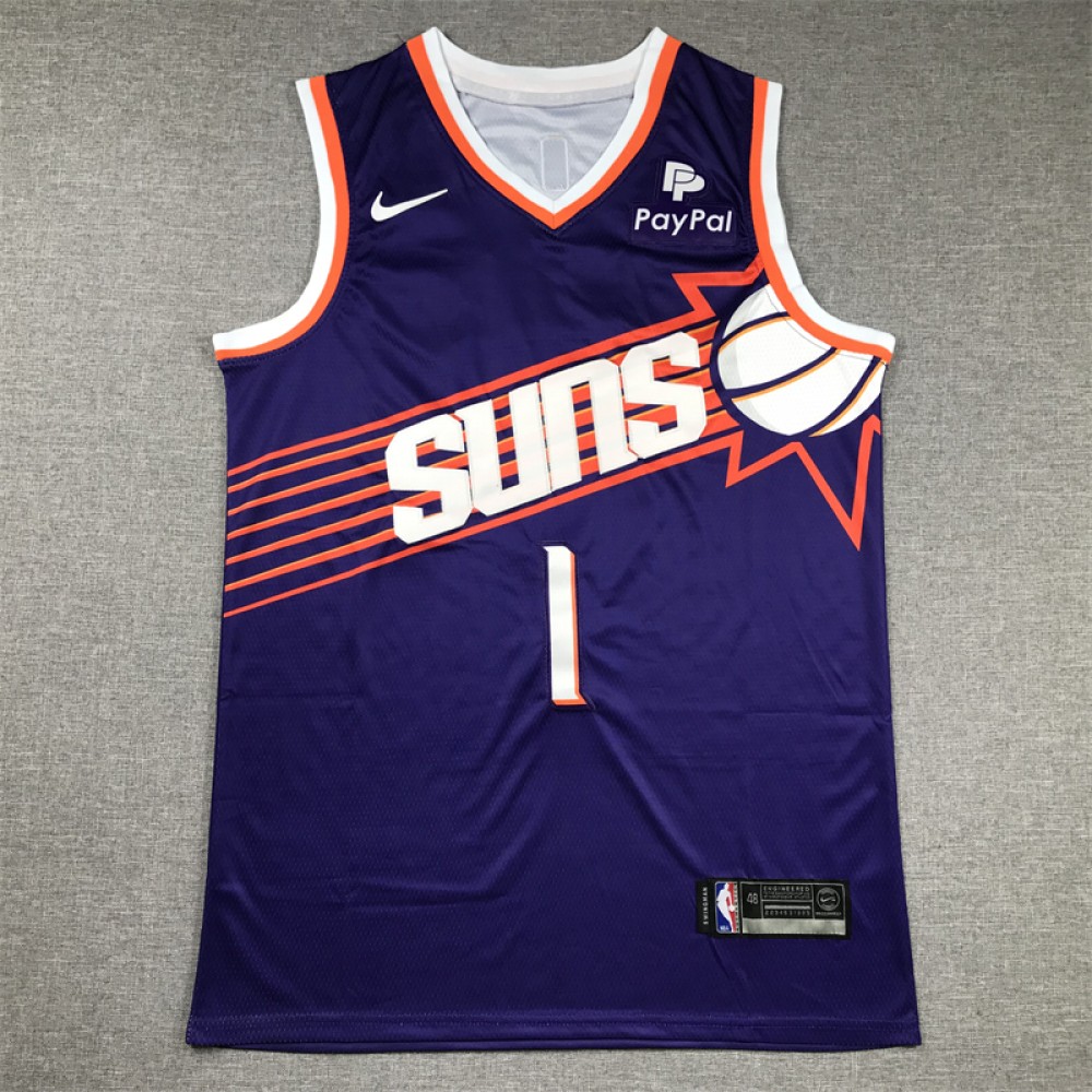Camiseta Devin Booker #1 Phoenix Suns 2024 Púrpura  Camiseta Devin Booker #1 Phoenix Suns 2024 Púrpura