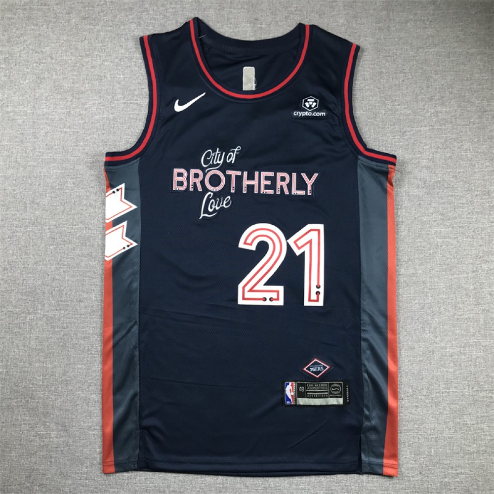 Camiseta Joel Embiid #21 Philadelphia 76ers 2024 City Edition Azul Oscuro Camiseta Joel Embiid #21 Philadelphia 76ers 2024 City Edition Azul Oscuro