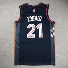 Camiseta Joel Embiid #21 Philadelphia 76ers 2024 City Edition Azul Oscuro Camiseta Joel Embiid #21 Philadelphia 76ers 2024 City Edition Azul Oscuro