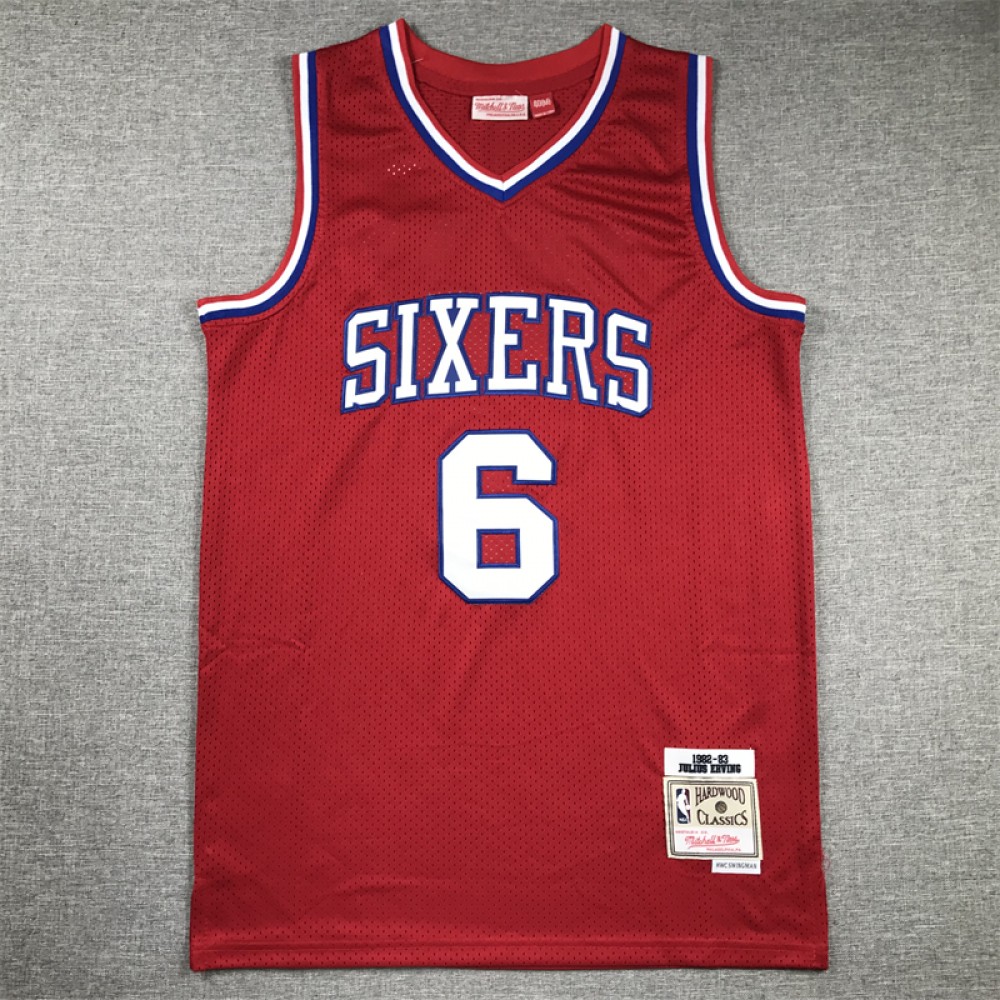 Camiseta Julius Erving #6 Philadelphia 76ers 1982-83 Retro Rojo  Camiseta Julius Erving #6 Philadelphia 76ers 1982-83 Retro Rojo