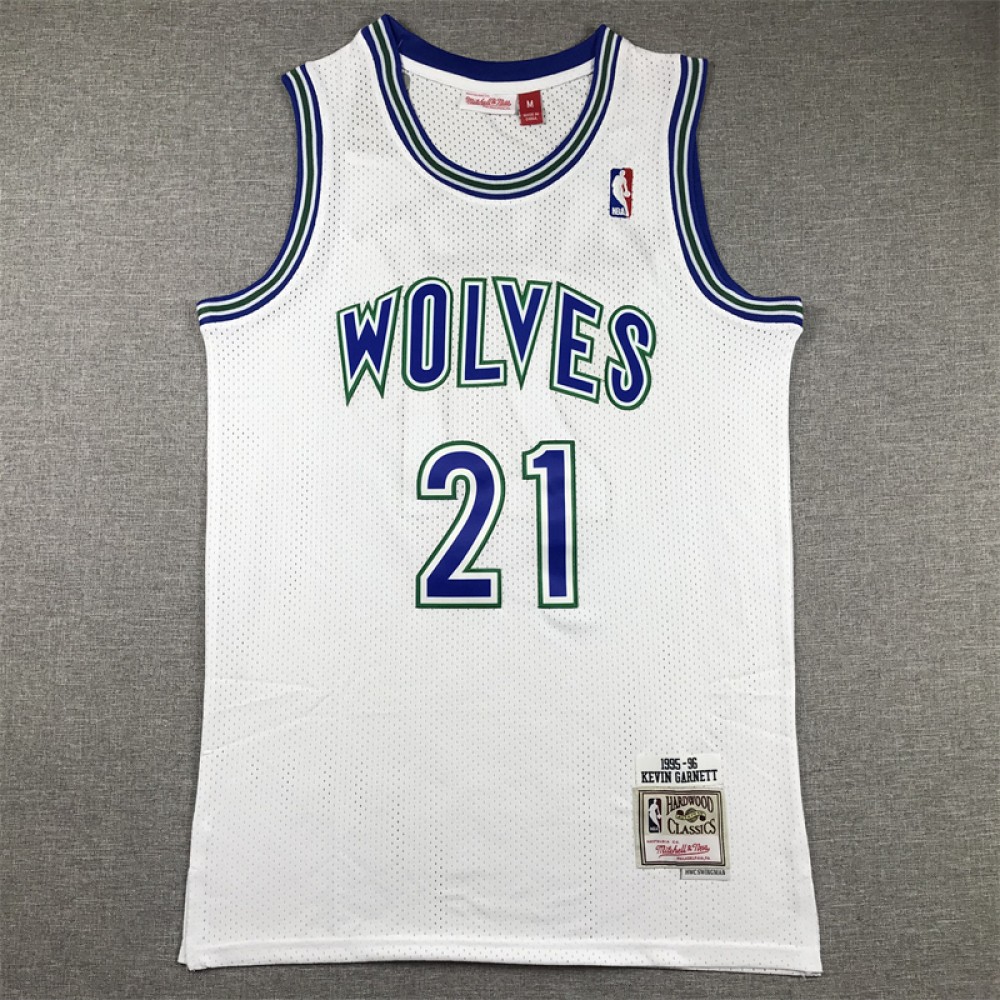 Camiseta Kevin Garnett #21 Minnesota Timberwolves 1995-96 Retro Blanco Camiseta Kevin Garnett #21 Minnesota Timberwolves 1995-96 Retro Blanco