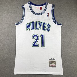 Camiseta Kevin Garnett #21 Minnesota Timberwolves 1995-96 Retro Blanco