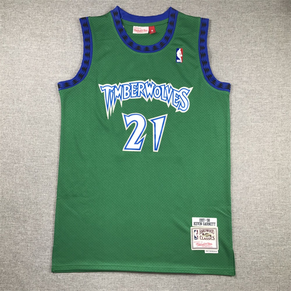 Camiseta Kevin Garnett #21 Minnesota Timberwolves 1997-98 Retro Verde Camiseta Kevin Garnett #21 Minnesota Timberwolves 1997-98 Retro Verde