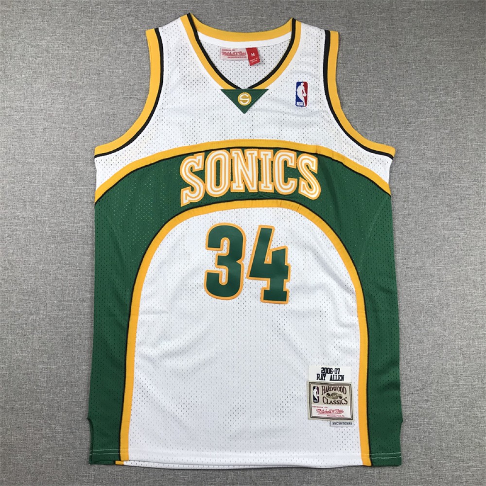 Camiseta Ray Allen #34 Seattle Super Sonics Retro Blanco Camiseta Ray Allen #34 Seattle Super Sonics Retro Blanco