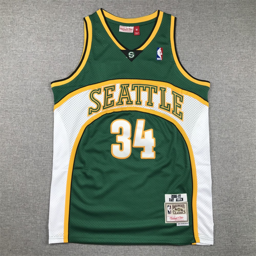 Camiseta Ray Allen #34 Seattle Super Sonics Retro Verde Camiseta Ray Allen #34 Seattle Super Sonics Retro Verde