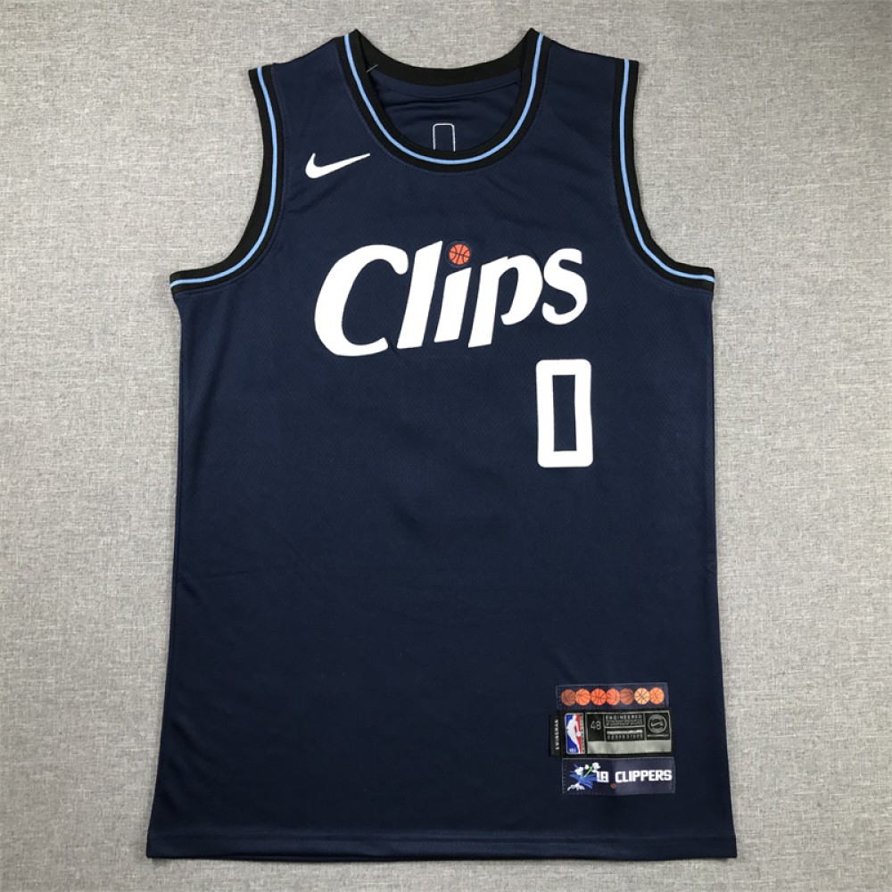 Camiseta Russell Westbrook #0 Los Angeles Clippers 2024  City Edition Azul Oscuro Camiseta Russell Westbrook #0 Los Angeles Clippers 2024  City Edition Azul Oscuro