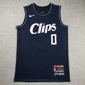 Camiseta Russell Westbrook #0 Los Angeles Clippers 2024  City Edition Azul Oscuro