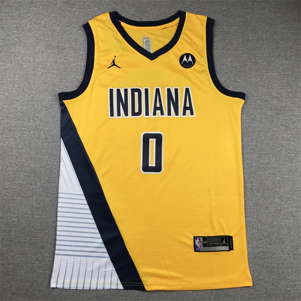 Camiseta Tyrese Haliburton #0 Indiana Pacers Amarillo Camiseta Tyrese Haliburton #0 Indiana Pacers Amarillo