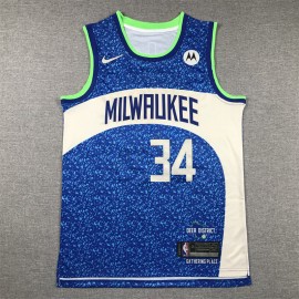 Camiseta Antetokounmpo #34 Milwaukee Bucks 2024 City Edition Azul