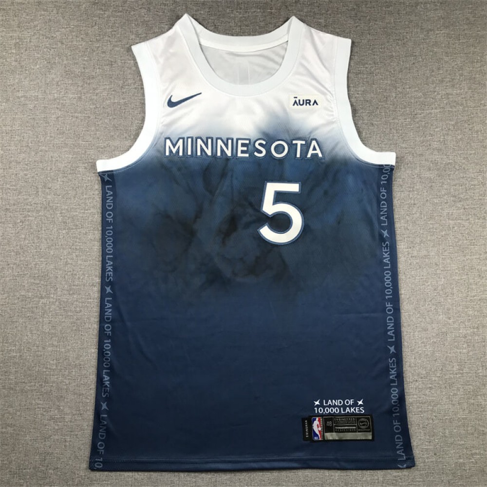 Camiseta Anthony Edwards #5 Minnesota Timberwolves 2024 City Edition Azul Camiseta Anthony Edwards #5 Minnesota Timberwolves 2024 City Edition Azul