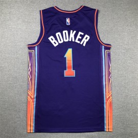 Camiseta Devin Booker #1 Phoenix Suns 2024 City Edition Púrpura Camiseta Devin Booker #1 Phoenix Suns 2024 City Edition Púrpura