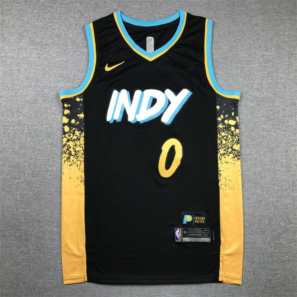 Camiseta Tyrese Haliburton #0 Indiana Pacers 2024 Negro City Edition 