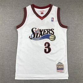 Camiseta Allen Iverson #3 Philadelphia 76ers 1998 Blanco Niño Camiseta Allen Iverson #3 Philadelphia 76ers 1998 Blanco Niño