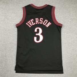 Camiseta Allen Iverson #3 Philadelphia 76ers 1998 Negro Niño