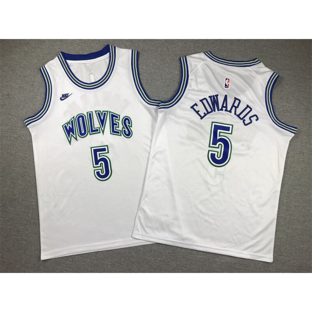 Camiseta Anthony Edwards #5 Minnesota Timberwolves Edición Clasico Blanco Niño Camiseta Anthony Edwards #5 Minnesota Timberwolves Edición Clasico Blanco Niño