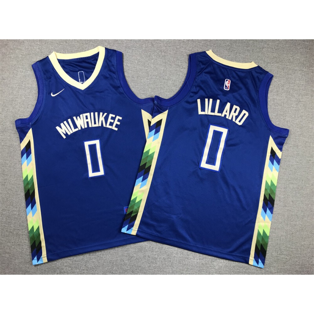 Camiseta Damian Lillard #0 Milwaukee Bucks 2022/23 City Edition Azul Camiseta Damian Lillard #0 Milwaukee Bucks 2022/23 City Edition Azul