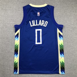 Camiseta Damian Lillard #0 Milwaukee Bucks 2022/23 City Edition Azul Camiseta Damian Lillard #0 Milwaukee Bucks 2022/23 City Edition Azul