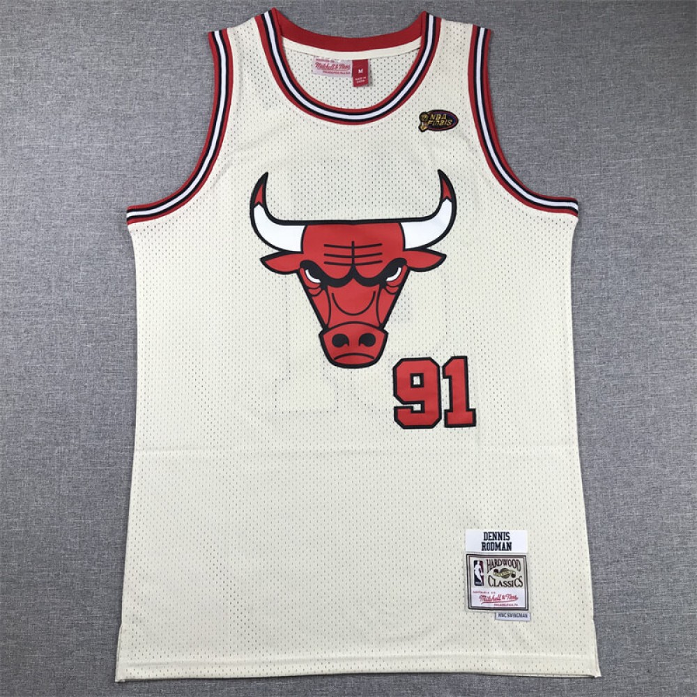 Camiseta Dennis Rodman #91 Chicago Bulls Blanco Crema