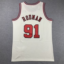 Camiseta Dennis Rodman #91 Chicago Bulls Blanco Crema
