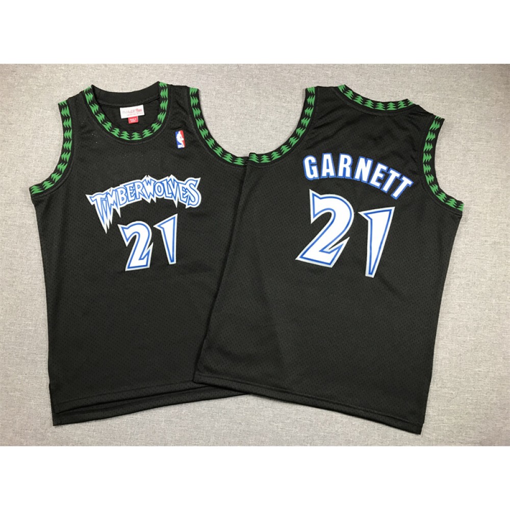 Camiseta Kevin Garnett #21 Minnesota Timberwolves 1997/98 Retro Negro Niño Camiseta Kevin Garnett #21 Minnesota Timberwolves 1997/98 Retro Negro Niño