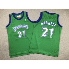 Camiseta Kevin Garnett #21 Minnesota Timberwolves 1997/98 Retro Verde Niño
