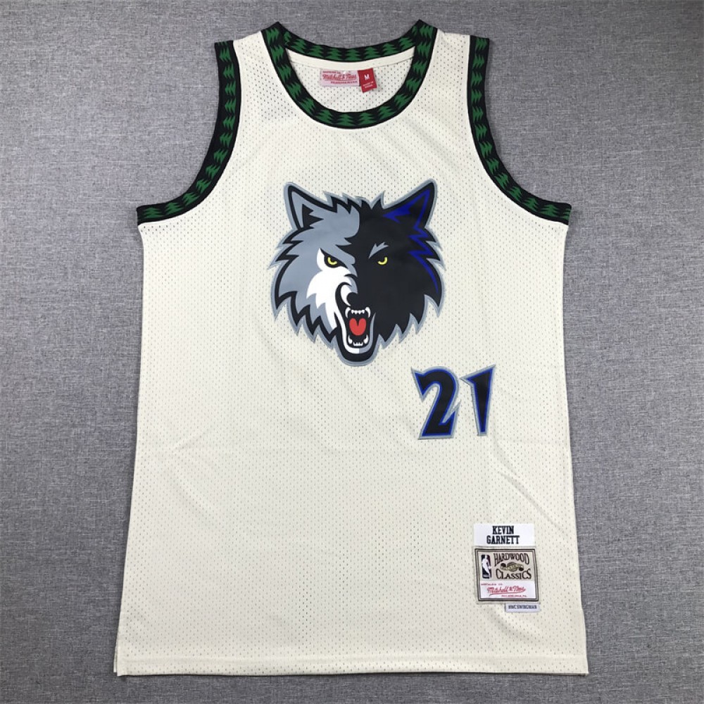 Camiseta Kevin Garnett #21 Minnesota Timberwolves Blanco Crema