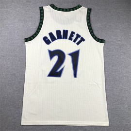 Camiseta Kevin Garnett #21 Minnesota Timberwolves Blanco Crema
