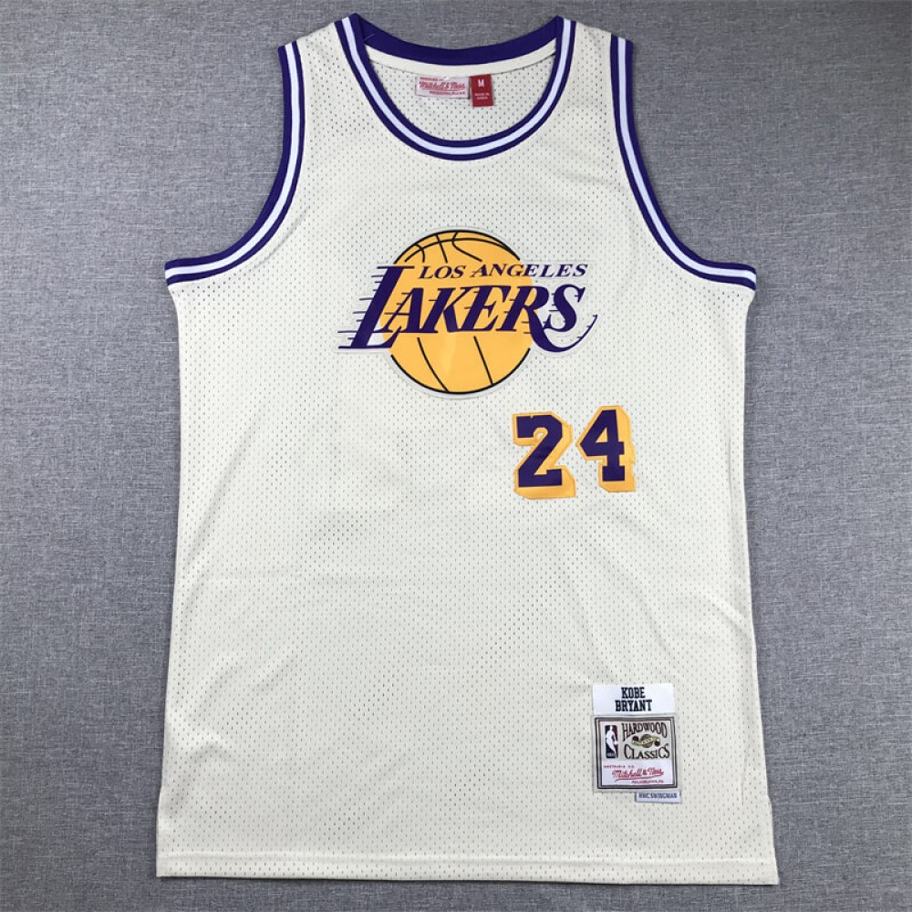 Camiseta Kobe Bryant #24 Los Angeles Lakers Blanco Crema Camiseta Kobe Bryant #24 Los Angeles Lakers Blanco Crema