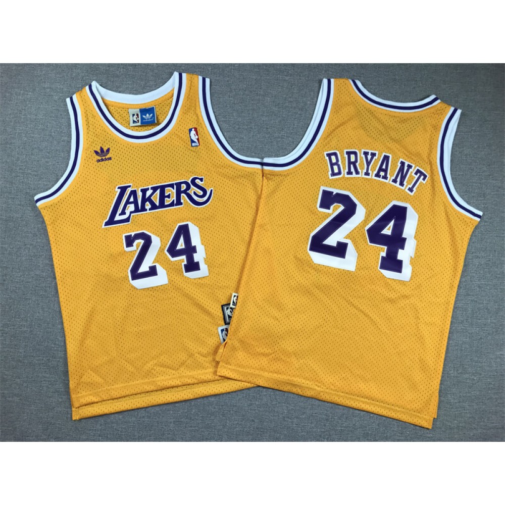 Camiseta Kobe Bryant #24 Los Angeles Lakers Trébol Logo Amarillo Niño