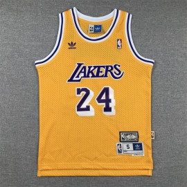 Camiseta Kobe Bryant #24 Los Angeles Lakers Trébol Logo Amarillo Niño