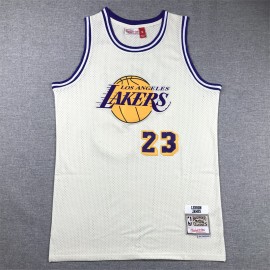 Camiseta LeBron James #23 Los Angeles Lakers Blanco Crema
