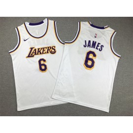 Camiseta LeBron James #6 Los Angeles Lakers Clásico Edición Blanco Niño